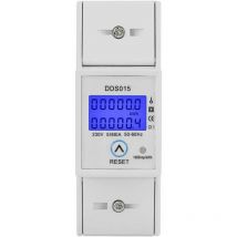 5-80A 230V 50Hz Single Phase Energy Meter lcd Backlight Single Phase Energy Meter, DDS015 din Rail Mount KWh Meter, Watt KWh Meter(230V 5-80A 50Hz)