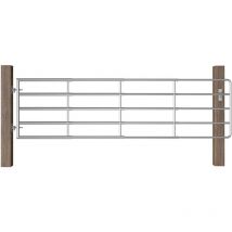 Odipie - 5 Bar Field Gate Steel Farm Garden Door(115-300)x90 cm Argenté
