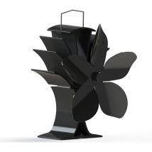 Shmshng - 5-Blatt-Ofenventilator mit Wärmebetrieb und Brennstoffersparnis - Desktop - Schwarz
