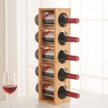 5 Bottiglie di Vino,cremagliera del vino,Cantinetta in Bambù,13.5×12×53cm,Naturale
