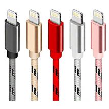 Ensoleille - 5 câbles tressés usb, câbles de données iPhone avec têtes métalliques, 2m,couleurs aléatoires