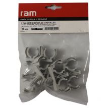 5 clipeo double gris - Fixation pour tube irl Ø20 RAM