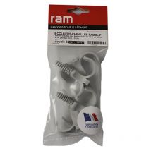 5 colliers cheville RAM clip double gris pour tube nu Ø25 RAM