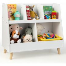 5-Cubby Kids Toy Storage Organizer Wooden Children Bookcase Bookshelf Cabinet