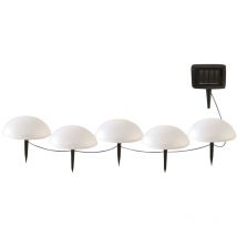 5 demi boules solaires à piquer half moon Blanc Plastique ∅15cm