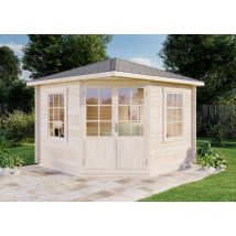 5-eck Gartenhaus Monica Aus Massiv-holz, Gerätehaus Garten Holzhaus Inkl. Montagematerial, Geräteschuppen Größe: 300 X 300 Cm, Spitzdach, 40 Mm 