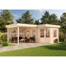 Alpholz - 5-Eck Gartenhaus Pepe aus Massiv-holz, Gerätehaus Garten Holzhaus inklusive Montagematerial, Geräteschuppen 442 x 302 cm + 300 cm,