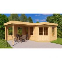 Alpholz - 5-Eck Gartenhaus Pepe aus Massiv-holz, Gerätehaus Garten Holzhaus inklusive Montagematerial, Geräteschuppen 442 x 302 cm + 300 cm,