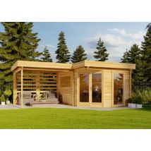 Alpholz - 5-Eck Gartenhaus Pepe Optima Gartenhaus aus Holz, Holzhaus mit 40 mm Wandstärke inklusive Terrasse, Blockbohlenhaus mit