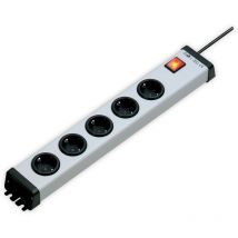 Ehmann - 100001 Universal Steckdosenleiste 5-fach plus, silber-schwarz