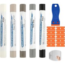 5-farbiges Graues Parkett-reparaturset, Holzspachtel Mit Spachtel Und Klingen, Holzkitt Für Laminatböden, Füllstoff Für Möbel, Böden, Türen, 