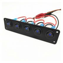 5 Gang 3 Pin Rocker Switch Panel 20A Étanche On Off 12V Vert Interrupteur à Bascule pour Voitures Camions Bateaux