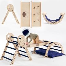 5-in-1 Kletterset Für Kleinkinder – Inspiriert Von Nasa Apollo 11, Dreiecksleiter, Bogen, Rampe, Kissen & Weltraum-design Für Kinder 1-3 Jahre