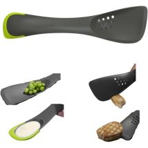 Tigrezy - 5-in-1-Küchenhelfer aus Silikon, Schlitzlöffel, Pfannenwender, Schneidwerkzeug, fester Löffel und Spatel in einem – Grau