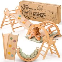 5-in-1 Montessori Klettergerüst Set: Indoor Kletterdreieck, Kletterbogen Mit Kissen, Und Rutsche Für Kinder, Indoor Spielplatz 1-3 Jahre