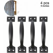 Linghhang - 5 Inch, Black) 4 Piece Barn Door Pulls for Wooden Fence Door Pulls, Vintage Cabinet Pulls for Kitchen Cabinets Furniture Drawers Cabinet
