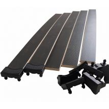Aob Diffusion - 5 lattes grises + embouts - 680x48x8 mm - pour sommier / bz / clic clac