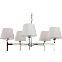 Firstlight Products - Firstlight Transition - 5 leichte mehrarmige Deckenpendelleuchte aus poliertem Edelstahl, creme, E14