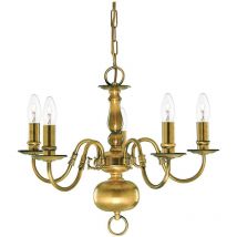 Searchlight - Flemish - 5 Light Multi Arm Ceiling Pendant Antique Brass, E14