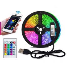 5 m RGB-LED-Lichtstreifen für Schlafzimmer, dekoratives Licht mit Bluetooth-App-Fernbedienung, mehrfarbiges Märchenlicht, dimmbar mit Musik, geeignet