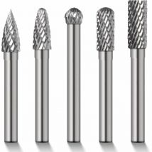 5 Mèches/Fraises de 8 mm en carbure de tungstène rotatif Tige cylindrique en Meule à matrice 6 mm Tige de mèches BI044
