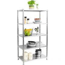 Shelfr - 5 Niveaux Étagère en Acier Inox jusqu'à 200kg - 74x41x140 Rangement Métallique