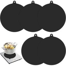 5 Pack Black Silicone Mats, Induction Hob, Induction Cooker Mat, 22CM Protective Mat, Induction Cooker Protective Mat, Non-Slip Silicone Mats (Black)
