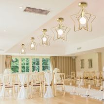 Wottes - 5-pack Modern Ceiling Light Metal Semi Flush Ceiling Lamp Fixture Star Pendant Lamp with E27 Socket Gold