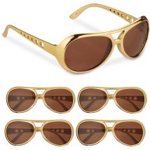 Relaxdays 5 paires de lunettes pour faire la fête, en plastique, taille unique, verres teintés, doré et marron