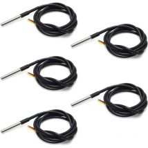Jalleria - 5 pcs 18B20 Capteur de température étanche Thermocouple Thermomètre 1 m avec câble Thermique de résistance Thermique