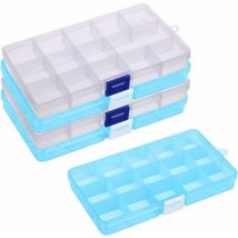 5 Pcs de Boîte de Rangement à Perles avec Compartiments Casier à Bijoux Boîte Plastique à 15 Grilles pour Contenir Paillètes Strass Vis Aliments de