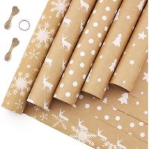 5 pcs Papier Cadeau Papier Cadeau Rouleau Papier Cadeau Noël 43cm3m Papier Cadeau Noël pour Enfant Emballage des Cadeaux de Noël, pour les fêtes, les