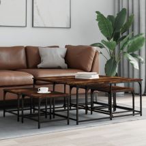 5 pcs Tables basses gigognes, Tables café, Tables d'appoint chêne fumé bois d'ingénierie qse60953 design in