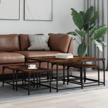 Design In - 5 pcs Tables basses gigognes,Table d'appoint,Table de Salon chêne fumé bois d'ingénierie CFW215545