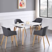 Halo Eden Dining Set - un tavolo da pranzo in legno bianco e un set di 4 sedie da pranzo in legno grigio - Sala da pranzo Cucina