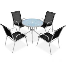 5 Piece Outdoor Dining Set Steel Black vidaXL