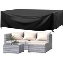 Rattantree - 4 Pieces Rattan Outdoor Furniture Garden Sofa Table Patio Set with Protective Cover Grey