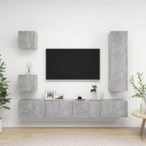 5 Piece tv Cabinet Set,TV stand,TV Unit Cabinet Concrete Grey Engineered Wood VSVS162911
