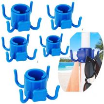 Csparkv - 5 pièces - Crochet Parasol - Cintre Serviettes - Cintre - Brochette Porte-serviettes - Accessoires Plage, bleu