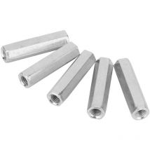 Sjlerst - 5 pièces Manchon M8 50mm, M8 Long Rod Écrou Hex Hexagonal, Entretoise Filetée M8 en Acier au Carbone, manchon fileté M8, Manchon de