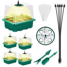 5 pieces mini greenhouse for plants, mini greenhouse for seedlings bring light to grow, 5 pieces 60 cells, indoor greenhouse, children's room,