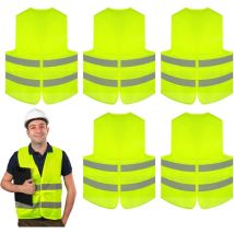 5 Pieces Safety Vest, Reflective Car Safety Vest, Car Reflective Vest For Men Women, Yellow Vest For Cars, Construction, Drivers, Workers, Fluorescent