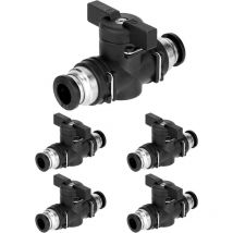 Jalleria - 5 pièces Vanne d'arrêt pneumatique, Raccord pneumatique pour un raccordement rapide des flexibles pneumatiques (Ø8mm)