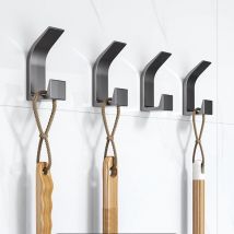 10 Piezas Ganchos Adhesivos de Plástico, Gancho para Toallas de Puerta, Colgadores Resistentes para Cocina y Baño Negro