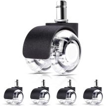 5 Roulette pour Chaise de Bureau 11 x 22 mm - Convient pour tous les sols - Roulements Silencieux à 360°, Résistantes à l'Abrasion sur sols durs et
