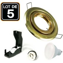 Europalamp - 5 Spots Encastrables Orientable Dorée 7W Blanc Froid 6000k