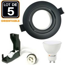 Europalamp - 5 Spots encastrables orientables Noir Matt avec GU10 led de 7W