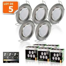Lampesecoenergie - 5 Spots led 3-step dimmable sans variateur 7w eq.56w blanc chaud finition alu brossé
