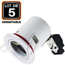 5 Supports Spot BBC Orientable Blanc IP20 avec Douille GU10