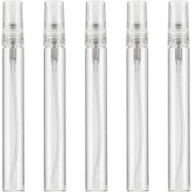 Cesieclefou - 5 Stück 10 ml Gras-Parfüm-Sprühflasche, durchsichtig, nachfüllbarer Zerstäuber, kleine leere Flüssigkeitsbehälter mit feinem Nebel für